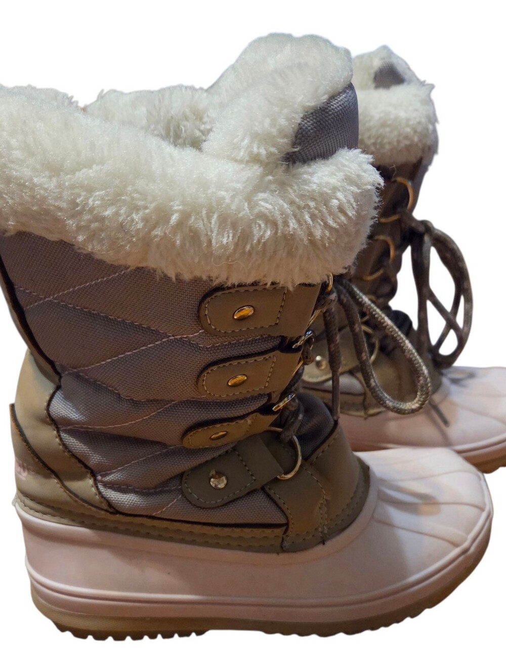 Pink and Brown Khombu Faux Fur Lined Winter Boots Girl's Size 13